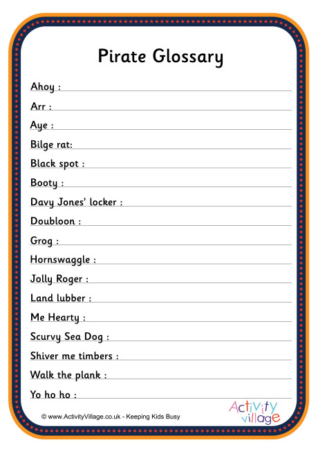 Make Your Own Pirate Glossary Make Your Own Pirate Glossary