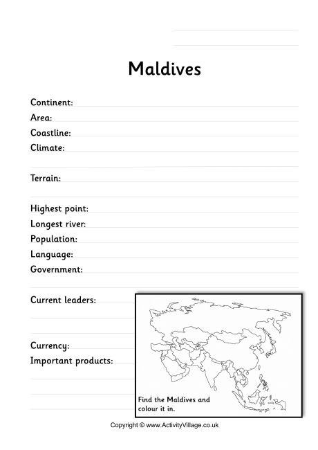 Maldives Fact Worksheet