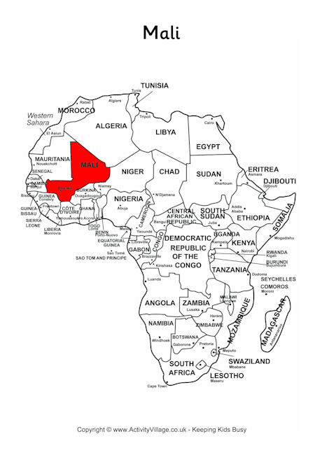 Mali on Map of Africa