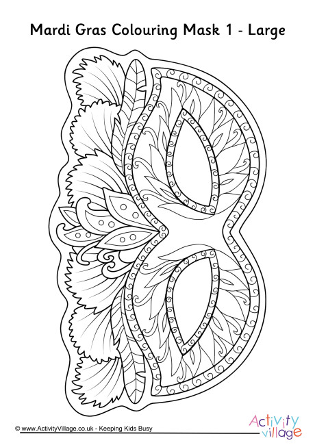 Mardi Gras colouring mask 1 - large