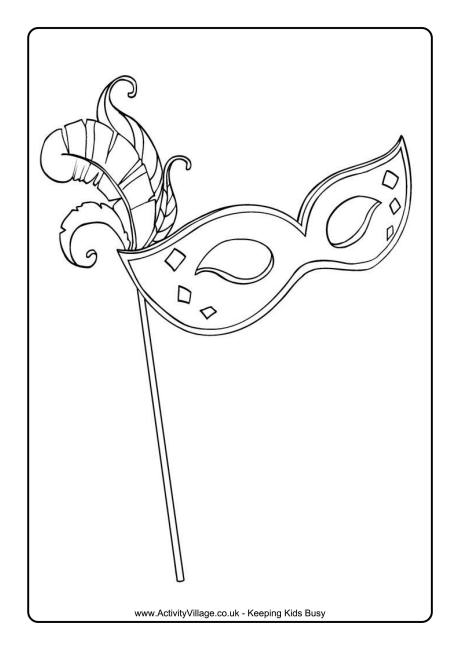 Mardi Gras mask colouring page