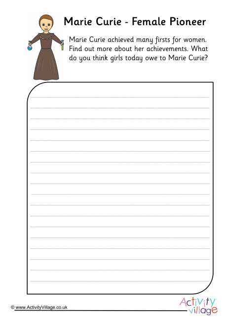 Marie Curie Female Pioneer Worksheet