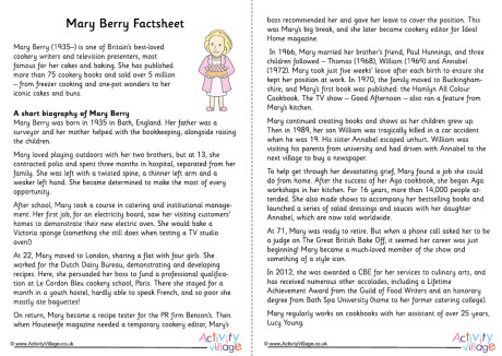 Mary Berry Factsheet