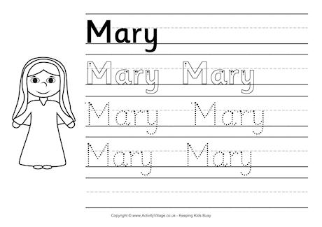 Mary handwriting worksheet