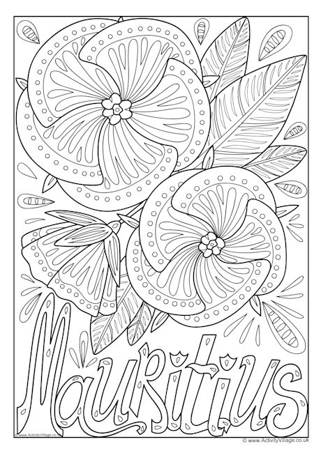 Mauritius national flower colouring page