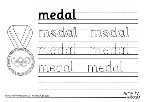 Medal handwriting worksheet