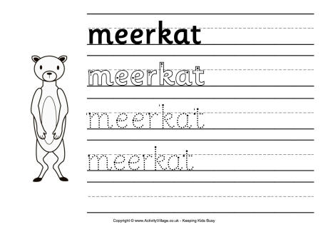Meerkat handwriting worksheet