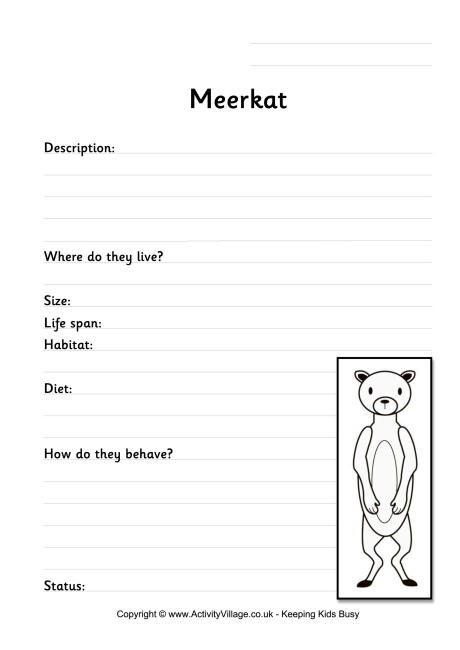 Meerkat worksheet 