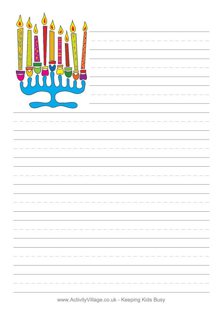 Menorah writing paper