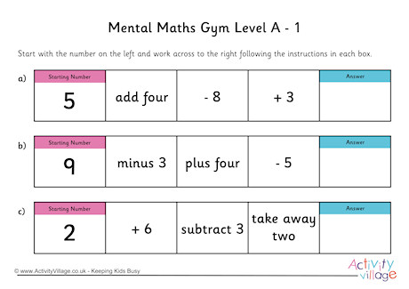 Mental maths gym level A pack 1