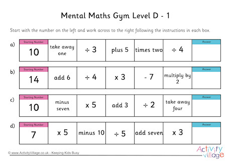 Mental Maths Gym Level D Pack 1
