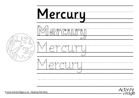 Mercury handwriting worksheet
