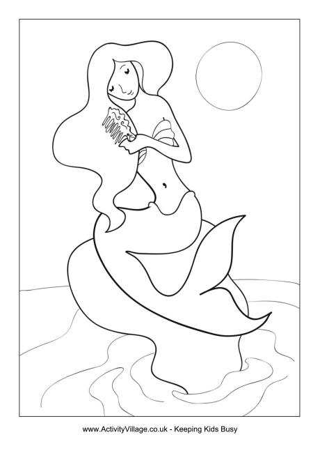 Mermaid colouring page 1