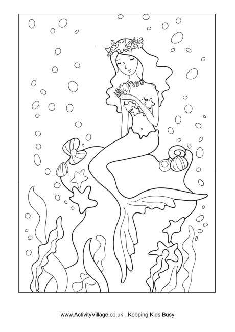 Mermaid colouring page 4