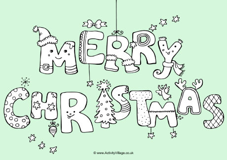 Merry Christmas colour pop colouring page Merry Christmas colour pop colouring page