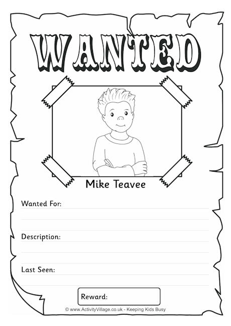 Mike Teavee Wanted poster