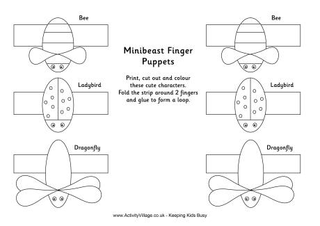 Minibeast finger puppets
