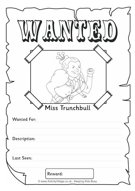 Miss Trunchbull Wanted poster
