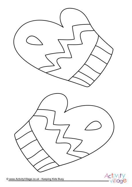 Mittens colouring page 2