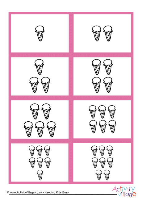 Mix and match counting ice cream cards 1 to 10
