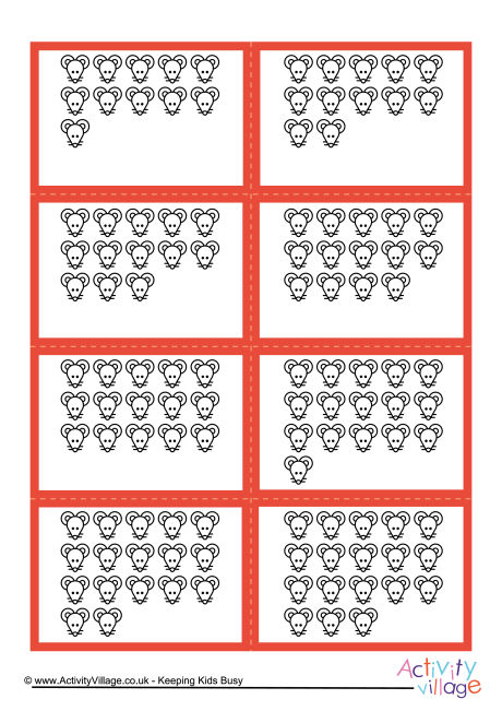 Mix and match counting mouse cards 11 to 20