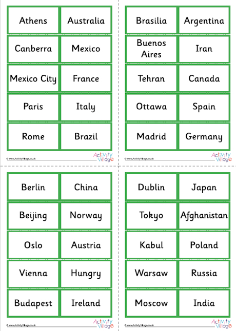 Mixed capital cities dominoes 1