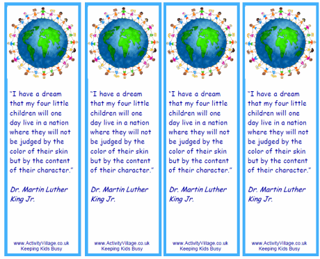 MLK Day bookmarks MLK Day bookmarks