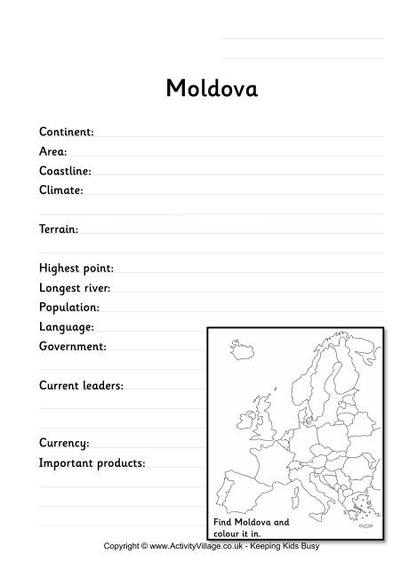 Moldova Fact Worksheet