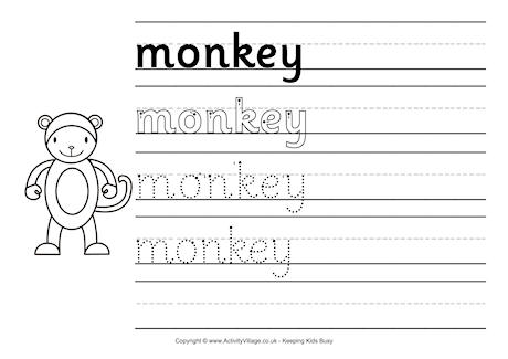 Monkey handwriting worksheet