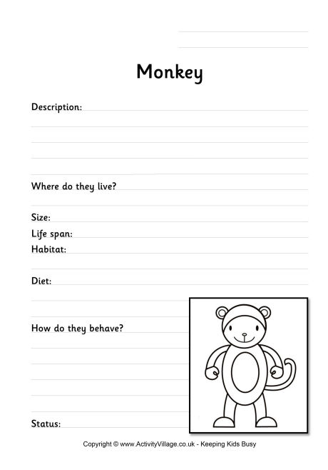 Monkey worksheet