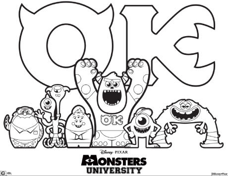 Monsters university colouring page