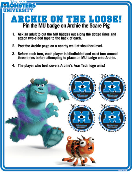 Monsters university - pin the badge on archie