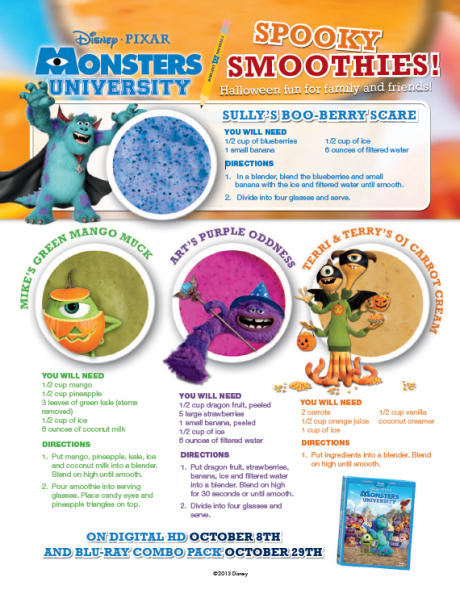 Monsters university spooky smoothy recipes