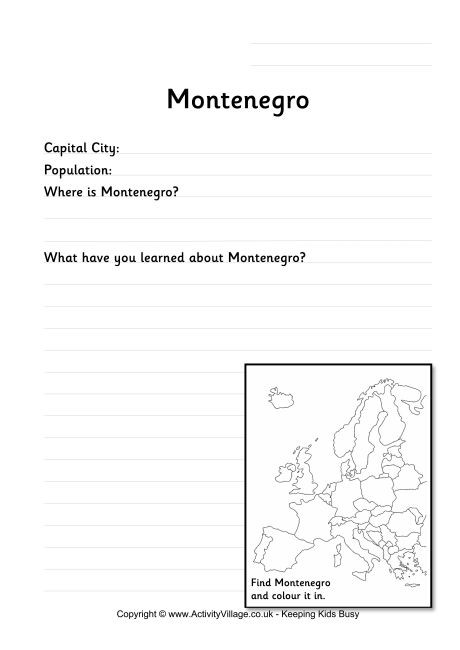 Montenegro Worksheet