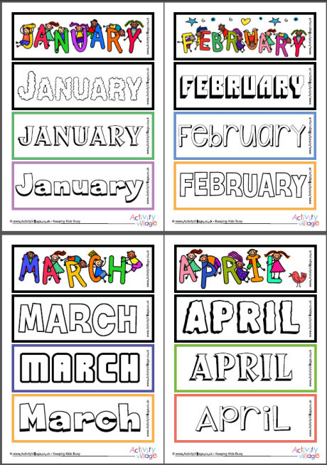 Months of the year colouring bookmarks Months of the year colouring bookmarks