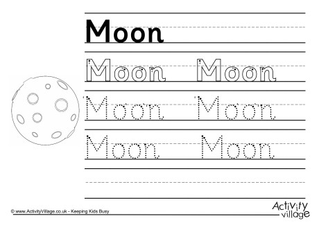 Moon handwriting worksheet