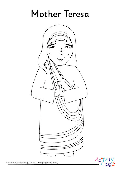 Mother Teresa Colouring Page 1