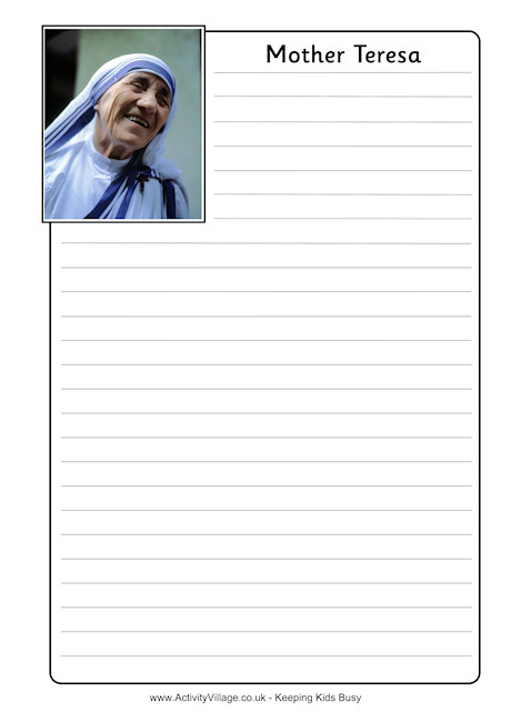 Mother Teresa Notebooking Page
