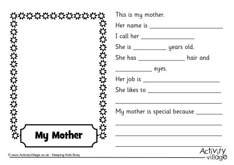 Mother worksheet 1