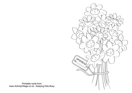 Mothers Day flowers colouring card