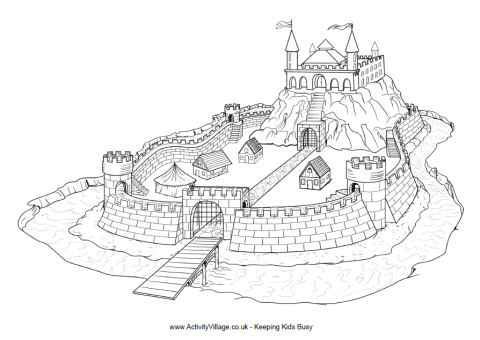 Motte and bailey castle colouring Motte and bailey castle colouring