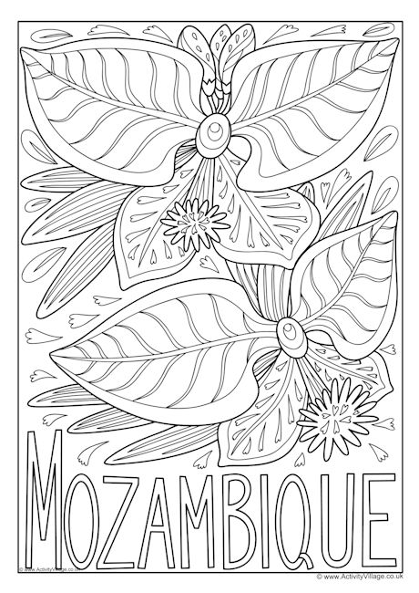 Mozambique national flower colouring page