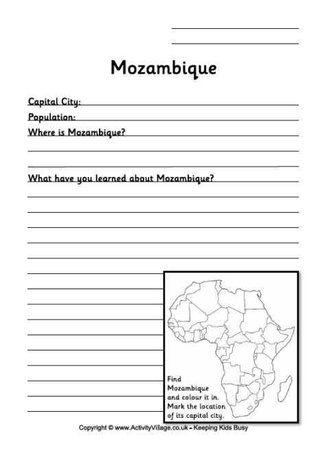 Mozambique worksheet