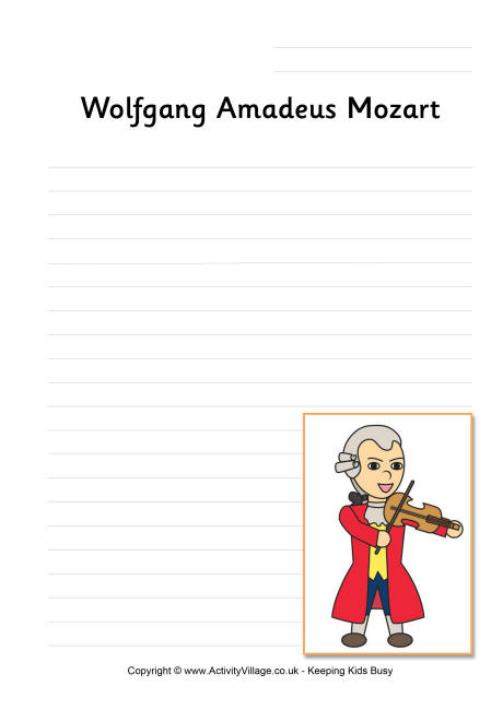 Mozart writing page