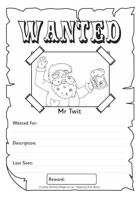 Mr Twit Wanted poster