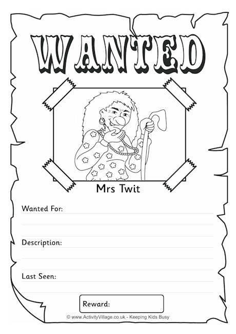 Mrs Twit Wanted poster