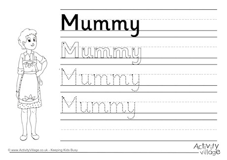 Mummy Handwriting Worksheet