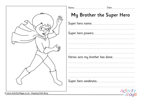 My Brother The Superhero Worksheet