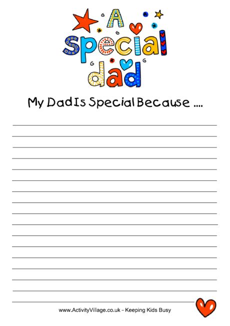 My Dad is special because writing prompt