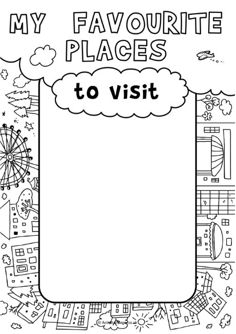 My favourite places to visit journal page